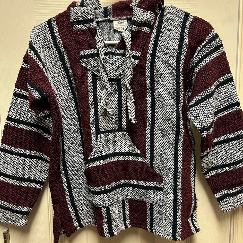 Striped Hooded Sweater - Red and Black